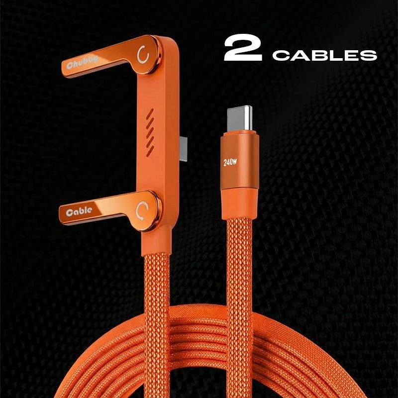 ChubbyCable StandLite™ - 240W Braided Fast Charge Cable With Built-in Phone Stand