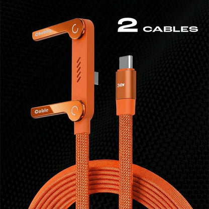 ChubbyCable StandLite™ - 240W Braided Fast Charge Cable With Built-in Phone Stand