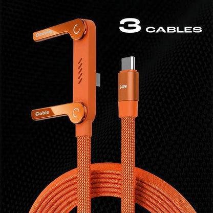 ChubbyCable StandLite™ - 240W Braided Fast Charge Cable With Built-in Phone Stand