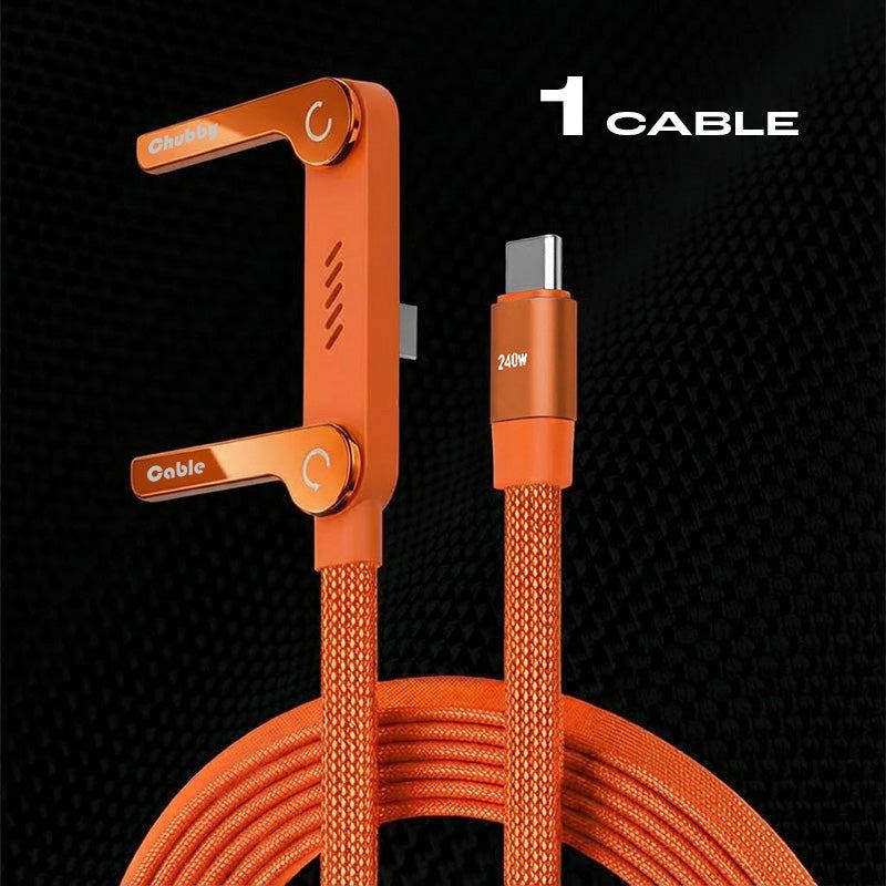 ChubbyCable StandLite™ - 240W Braided Fast Charge Cable With Built-in Phone Stand