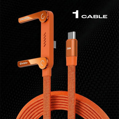 ChubbyCable StandLite™ - 240W Braided Fast Charge Cable With Built-in Phone Stand