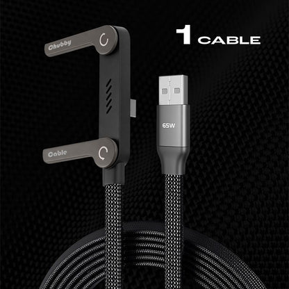 ChubbyCable StandLite™ - 240W Braided Fast Charge Cable With Built-in Phone Stand